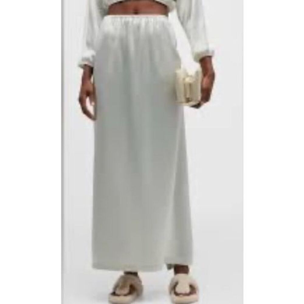 LESET Barb satin maxi skirt in Celery NWT Size Large